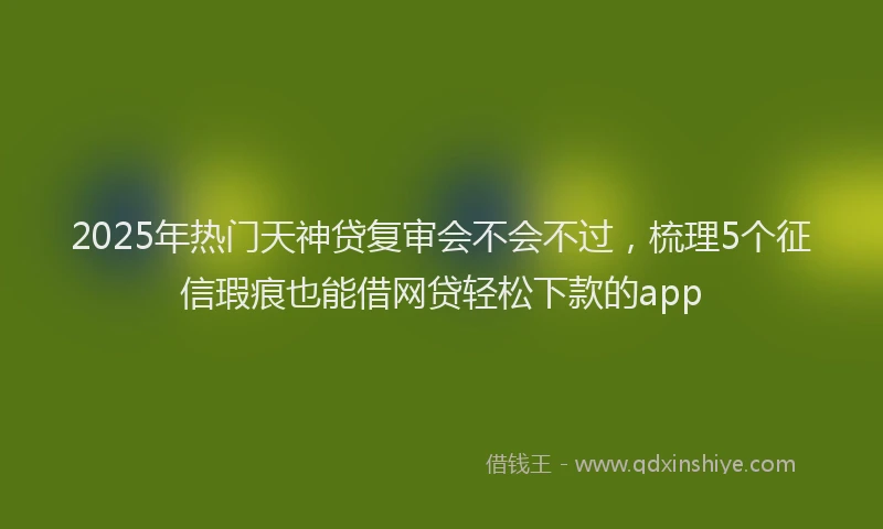 2025年热门天神贷复审会不会不过，梳理5个征信瑕疵也能借网贷轻松下款的app