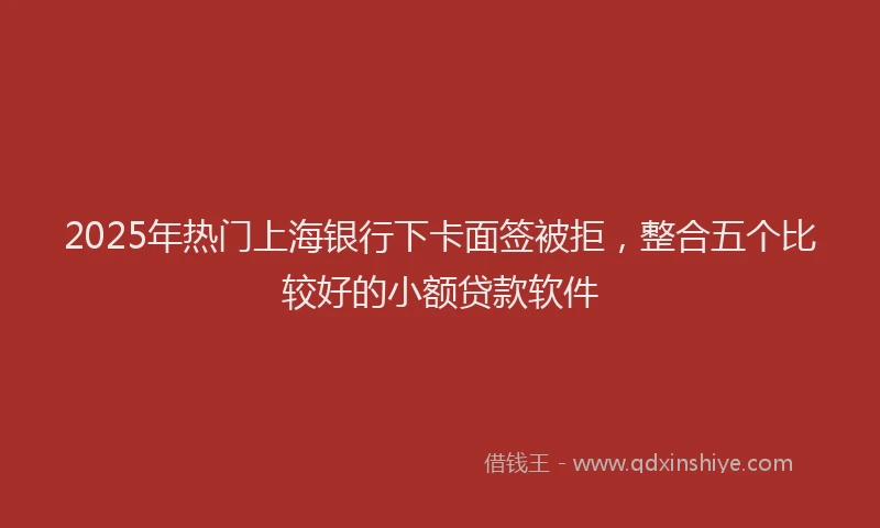 2025年热门上海银行下卡面签被拒，整合五个比较好的小额贷款软件