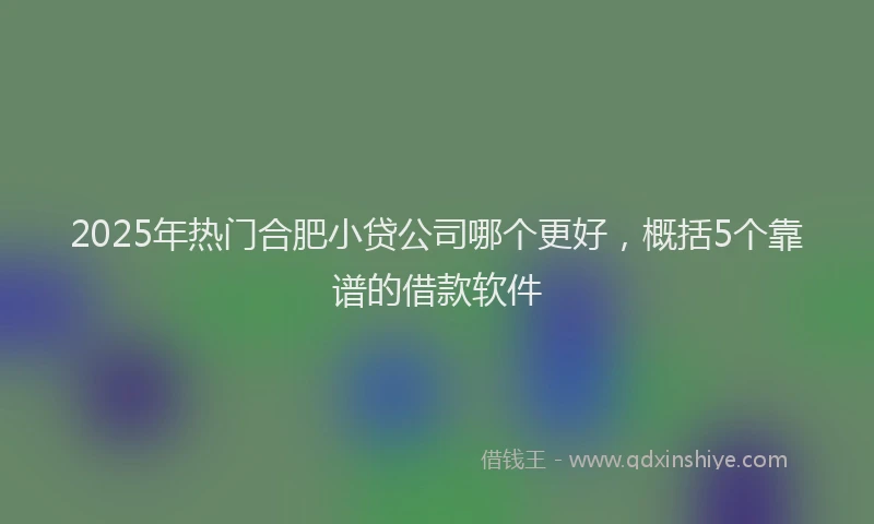2025年热门合肥小贷公司哪个更好，概括5个靠谱的借款软件