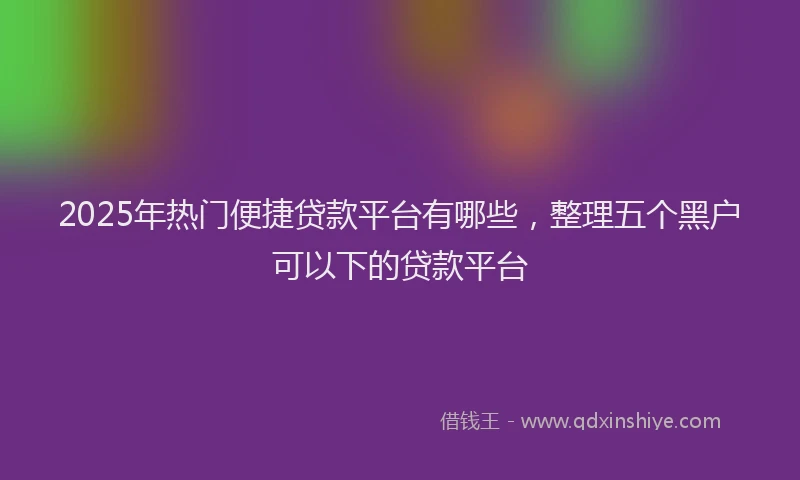 2025年热门便捷贷款平台有哪些，整理五个黑户可以下的贷款平台