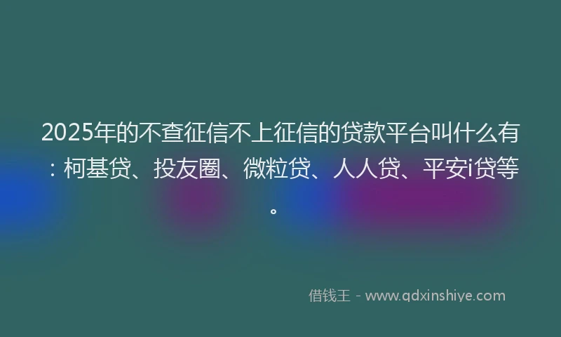 2025年的不查征信不上征信的贷款平台叫什么有：柯基贷、投友圈、微粒贷、人人贷、平安i贷等。