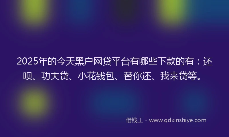 2025年的今天黑户网贷平台有哪些下款的有：还呗、功夫贷、小花钱包、替你还、我来贷等。