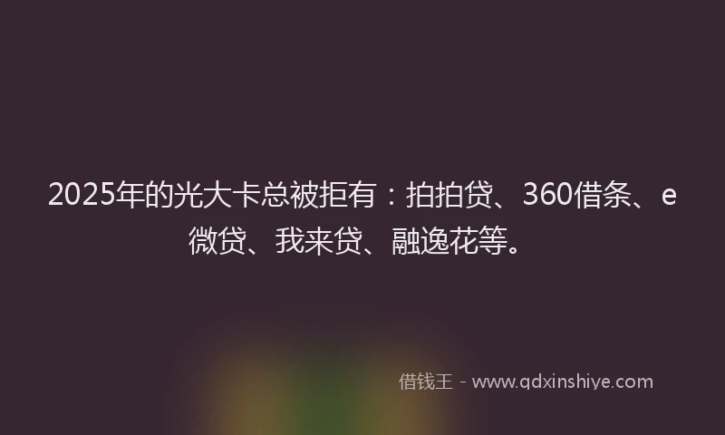 2025年的光大卡总被拒有：拍拍贷、360借条、e微贷、我来贷、融逸花等。
