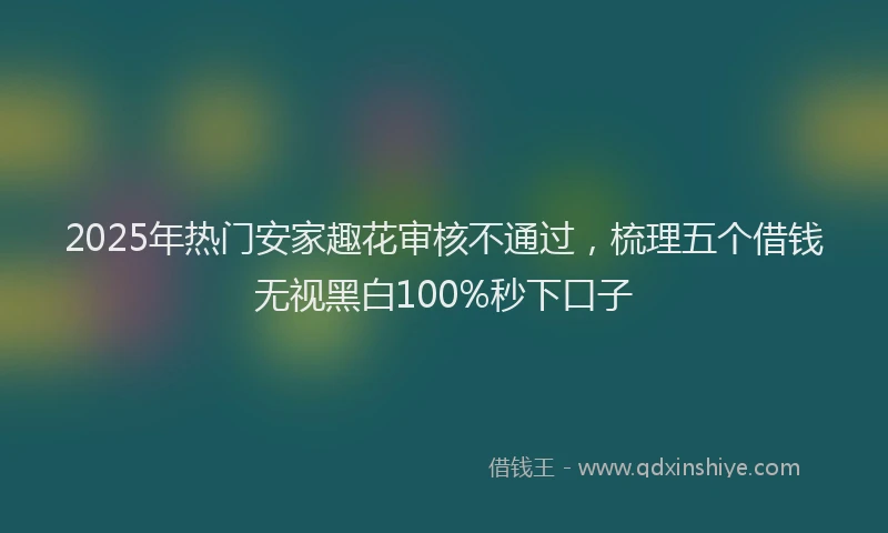 2025年热门安家趣花审核不通过，梳理五个借钱无视黑白100%秒下口子