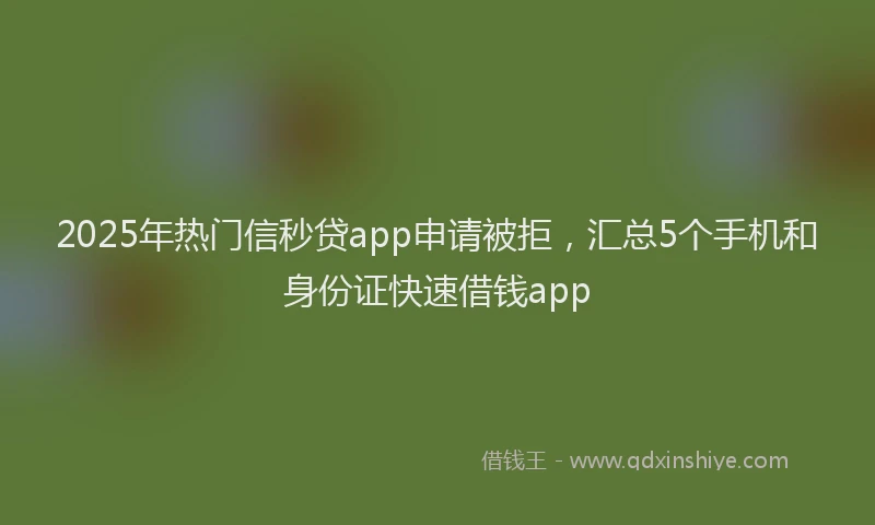 2025年热门信秒贷app申请被拒，汇总5个手机和身份证快速借钱app