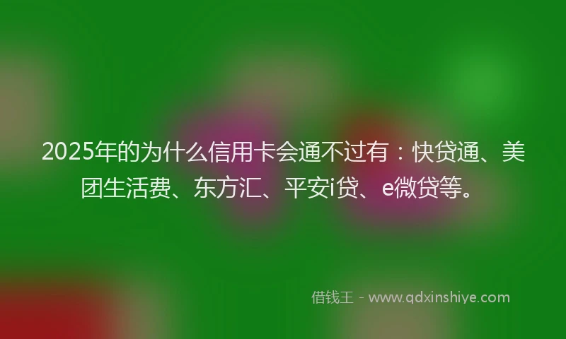 2025年的为什么信用卡会通不过有：快贷通、美团生活费、东方汇、平安i贷、e微贷等。