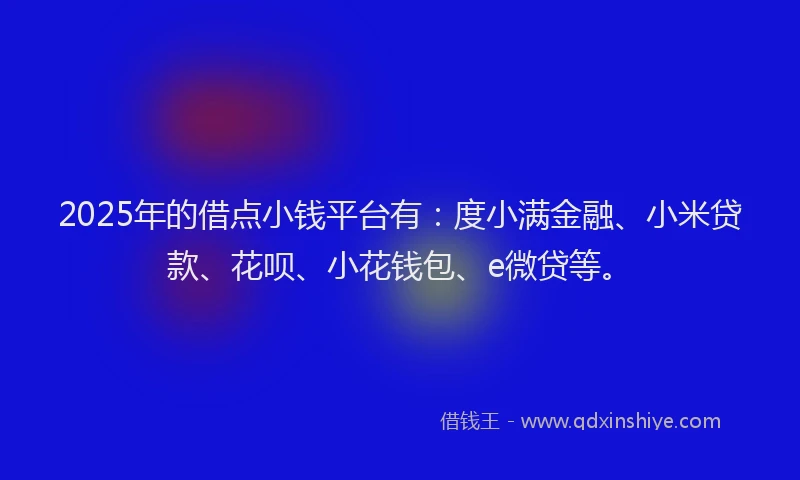 2025年的借点小钱平台有：度小满金融、小米贷款、花呗、小花钱包、e微贷等。
