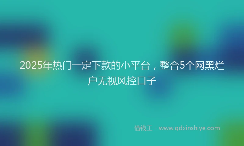 2025年热门一定下款的小平台，整合5个网黑烂户无视风控口子