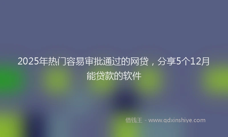 2025年热门容易审批通过的网贷，分享5个12月能贷款的软件