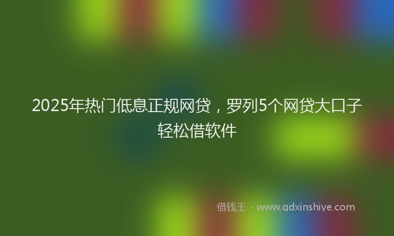 2025年热门低息正规网贷，罗列5个网贷大口子轻松借软件