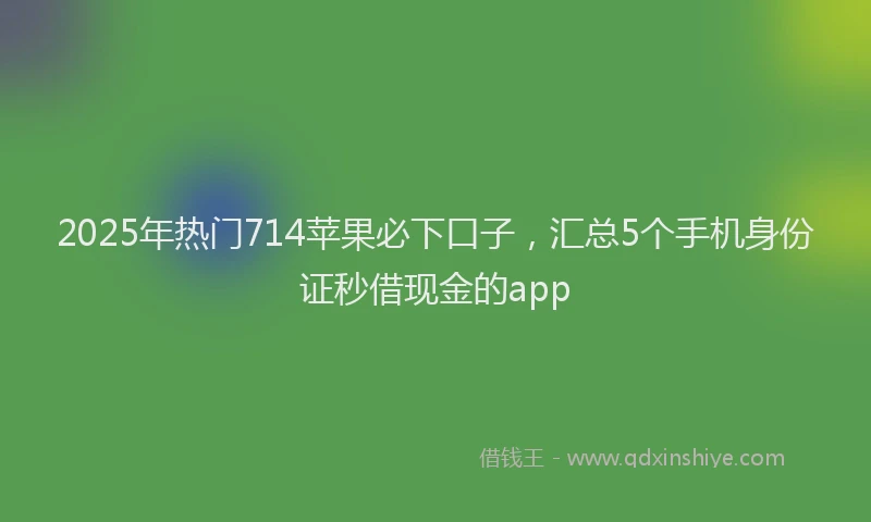 2025年热门714苹果必下口子，汇总5个手机身份证秒借现金的app