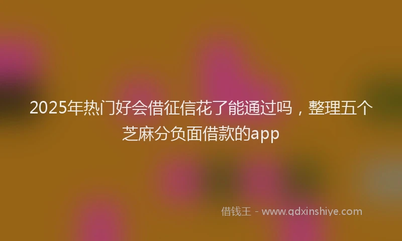 2025年热门好会借征信花了能通过吗，整理五个芝麻分负面借款的app