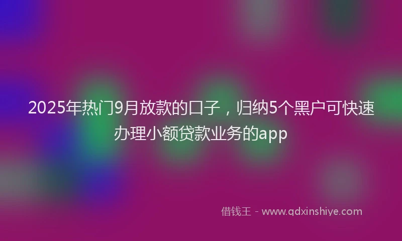 2025年热门9月放款的口子，归纳5个黑户可快速办理小额贷款业务的app