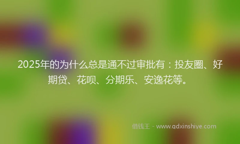 2025年的为什么总是通不过审批有：投友圈、好期贷、花呗、分期乐、安逸花等。