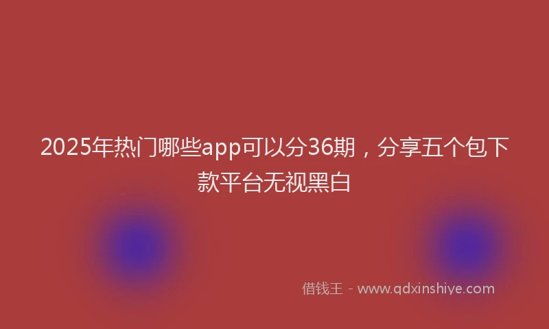 2025年热门哪些app可以分36期，分享五个包下款平台无视黑白