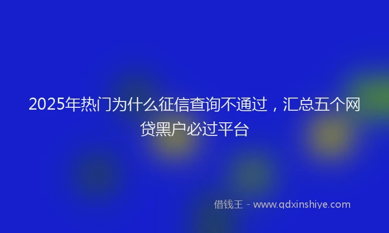 2025年热门为什么征信查询不通过，汇总五个网贷黑户必过平台