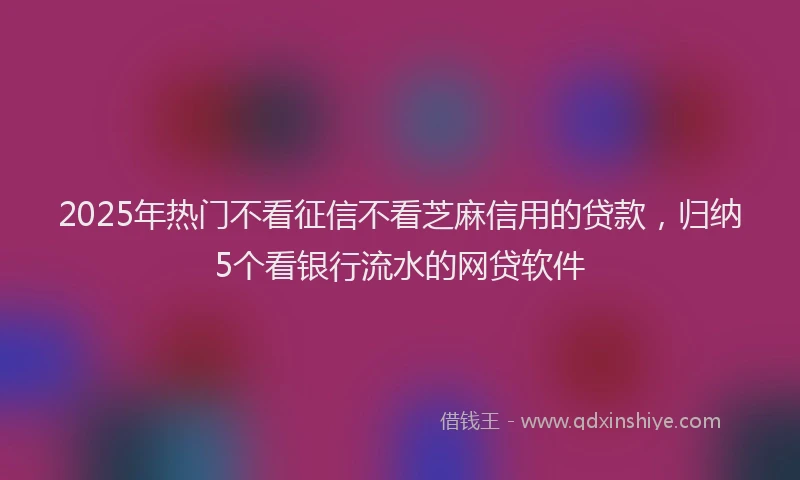 2025年热门不看征信不看芝麻信用的贷款，归纳5个看银行流水的网贷软件