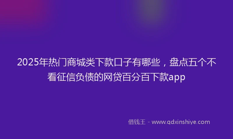 2025年热门商城类下款口子有哪些，盘点五个不看征信负债的网贷百分百下款app