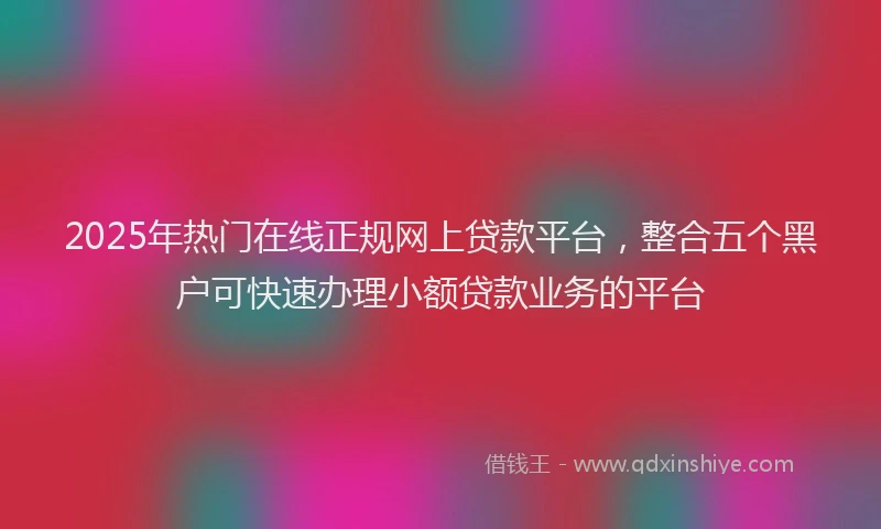2025年热门在线正规网上贷款平台，整合五个黑户可快速办理小额贷款业务的平台