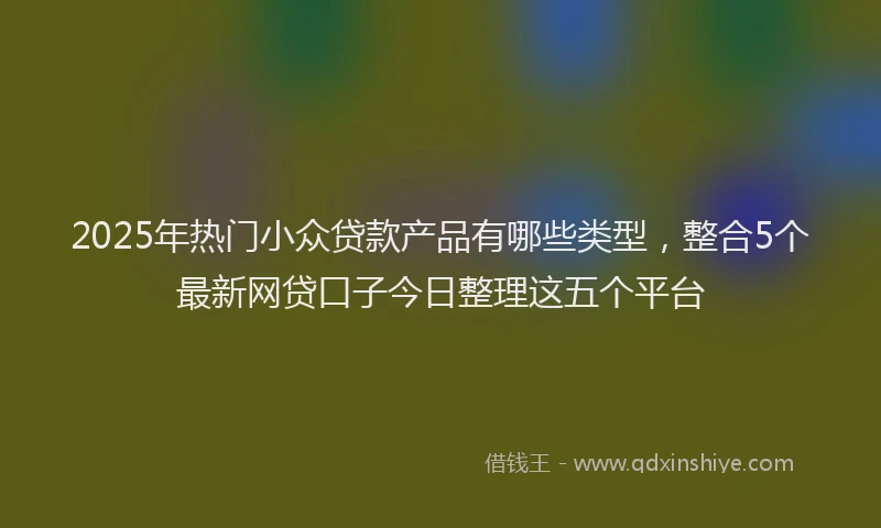 2025年热门小众贷款产品有哪些类型，整合5个最新网贷口子今日整理这五个平台