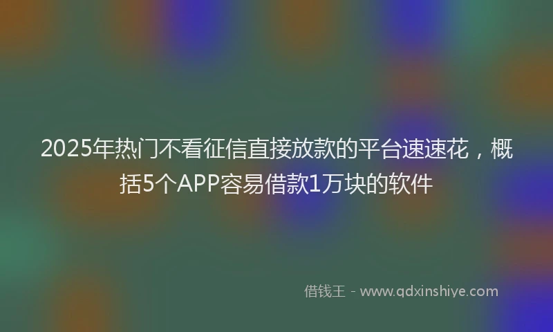 2025年热门不看征信直接放款的平台速速花，概括5个APP容易借款1万块的软件