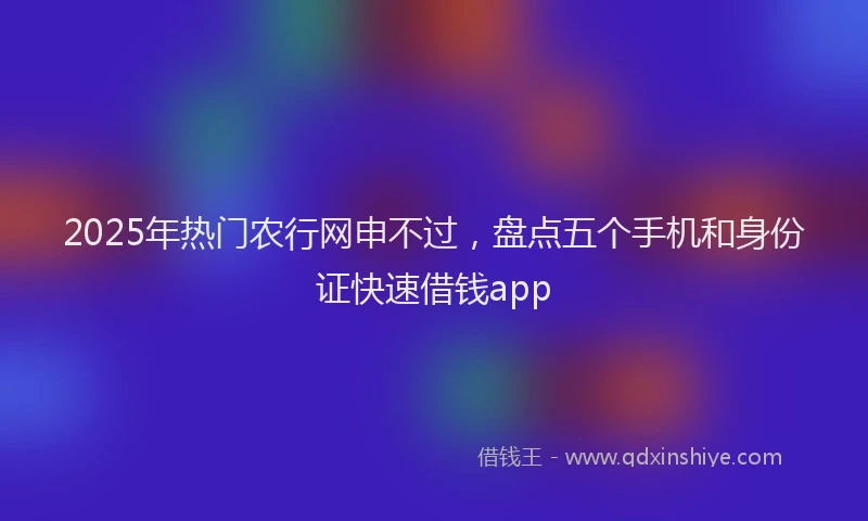 2025年热门农行网申不过，盘点五个手机和身份证快速借钱app