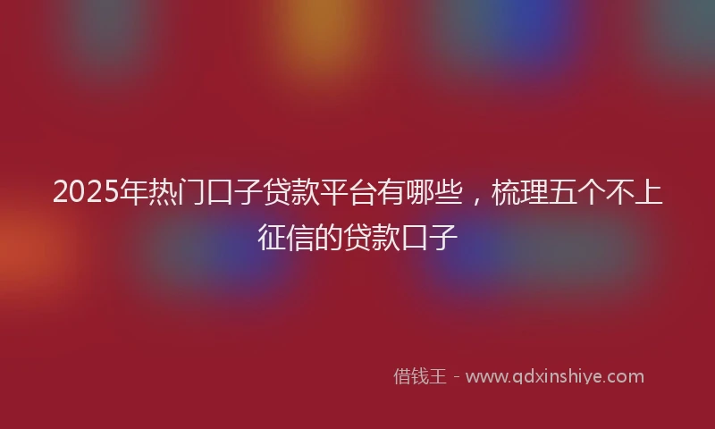 2025年热门口子贷款平台有哪些，梳理五个不上征信的贷款口子