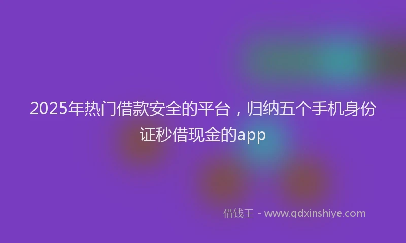 2025年热门借款安全的平台，归纳五个手机身份证秒借现金的app