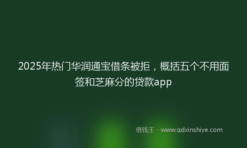2025年热门华润通宝借条被拒，概括五个不用面签和芝麻分的贷款app