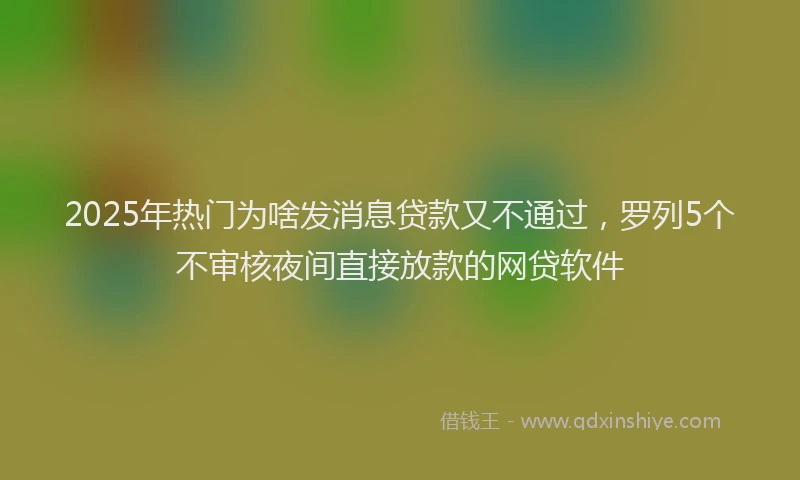 2025年热门为啥发消息贷款又不通过，罗列5个不审核夜间直接放款的网贷软件