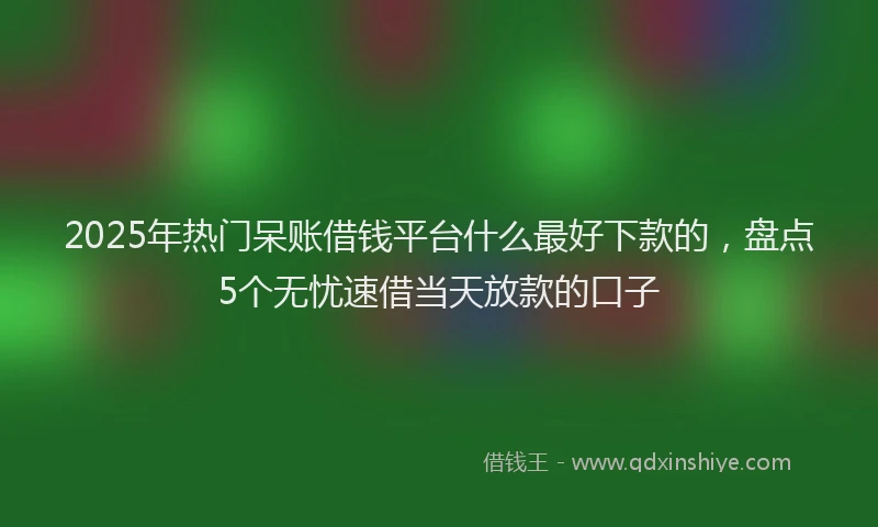 2025年热门呆账借钱平台什么最好下款的，盘点5个无忧速借当天放款的口子