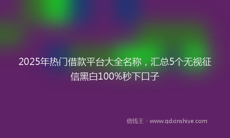 2025年热门借款平台大全名称，汇总5个无视征信黑白100%秒下口子