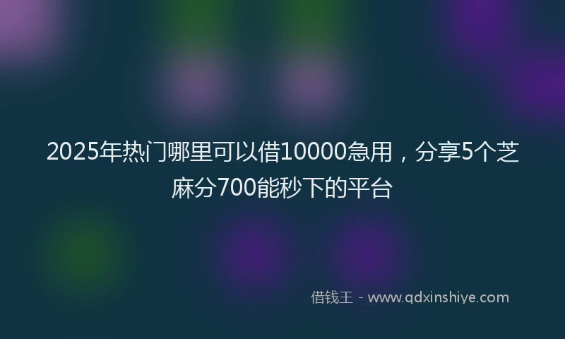 2025年热门哪里可以借10000急用，分享5个芝麻分700能秒下的平台