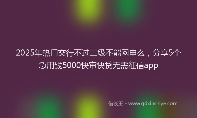 2025年热门交行不过二级不能网申么，分享5个急用钱5000快审快贷无需征信app