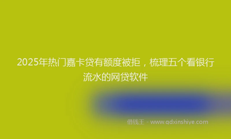 2025年热门嘉卡贷有额度被拒，梳理五个看银行流水的网贷软件
