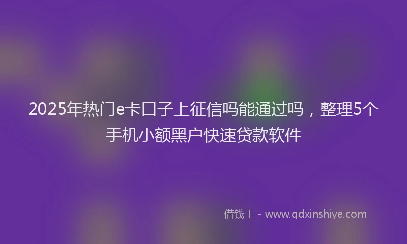 2025年热门e卡口子上征信吗能通过吗，整理5个手机小额黑户快速贷款软件