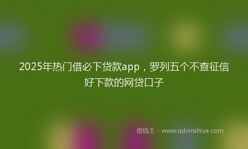 2025年热门借必下贷款app，罗列五个不查征信好下款的网贷口子