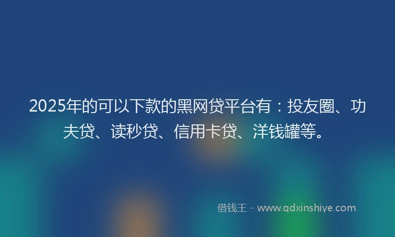 2025年的可以下款的黑网贷平台有：投友圈、功夫贷、读秒贷、信用卡贷、洋钱罐等。