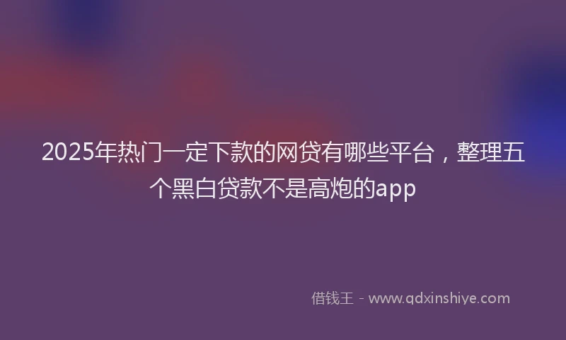 2025年热门一定下款的网贷有哪些平台，整理五个黑白贷款不是高炮的app