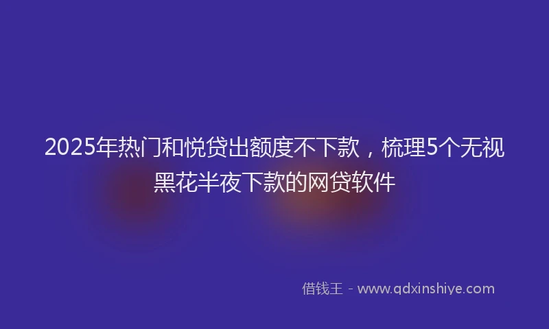 2025年热门和悦贷出额度不下款，梳理5个无视黑花半夜下款的网贷软件