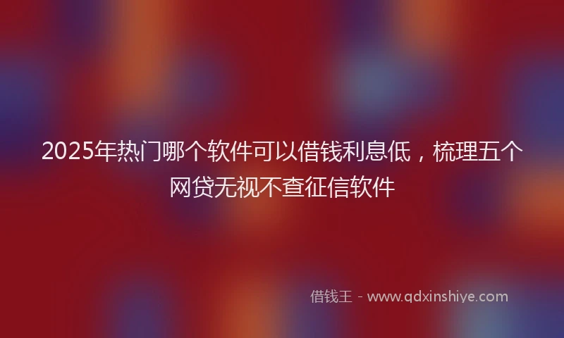 2025年热门哪个软件可以借钱利息低，梳理五个网贷无视不查征信软件