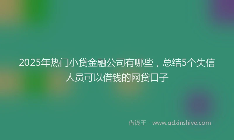 2025年热门小贷金融公司有哪些,总结5个失信人员可以借钱的网贷口子