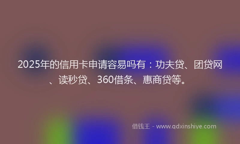2025年的信用卡申请容易吗有：功夫贷、团贷网、读秒贷、360借条、惠商贷等。