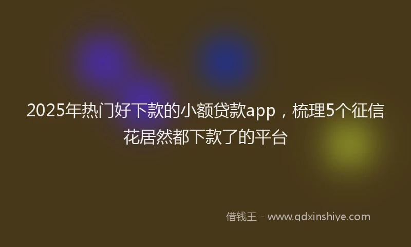 2025年热门好下款的小额贷款app，梳理5个征信花居然都下款了的平台
