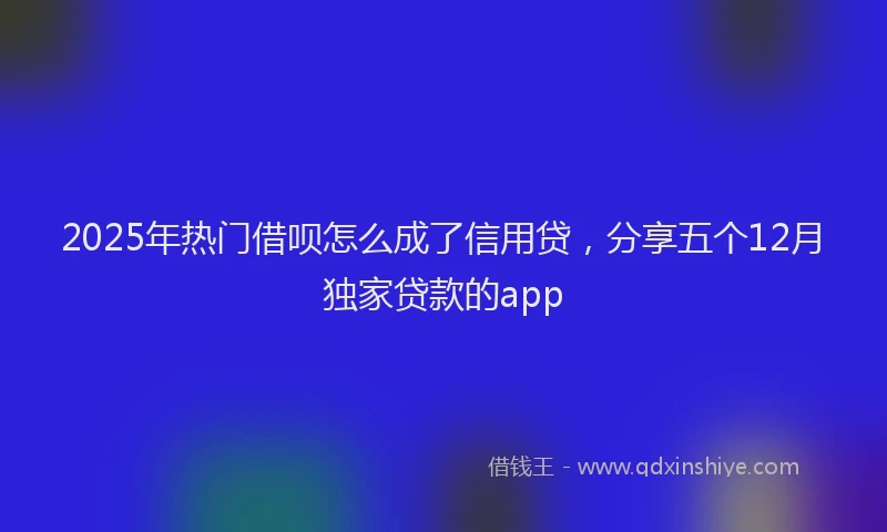 2025年热门借呗怎么成了信用贷，分享五个12月独家贷款的app