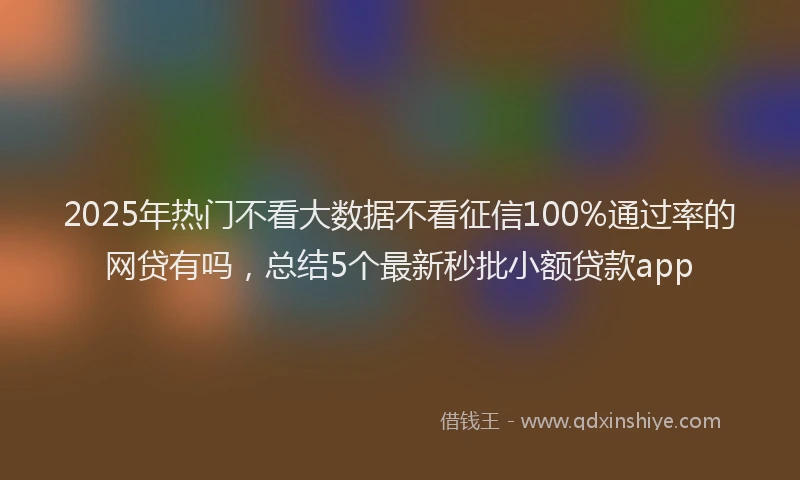 2025年热门不看大数据不看征信100%通过率的网贷有吗，总结5个最新秒批小额贷款app