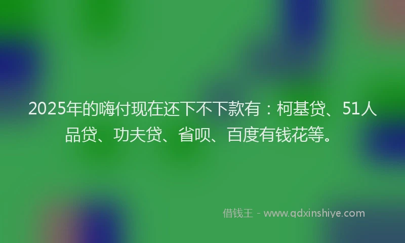 2025年的嗨付现在还下不下款有：柯基贷、51人品贷、功夫贷、省呗、百度有钱花等。