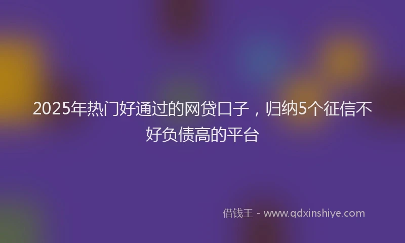 2025年热门好通过的网贷口子，归纳5个征信不好负债高的平台