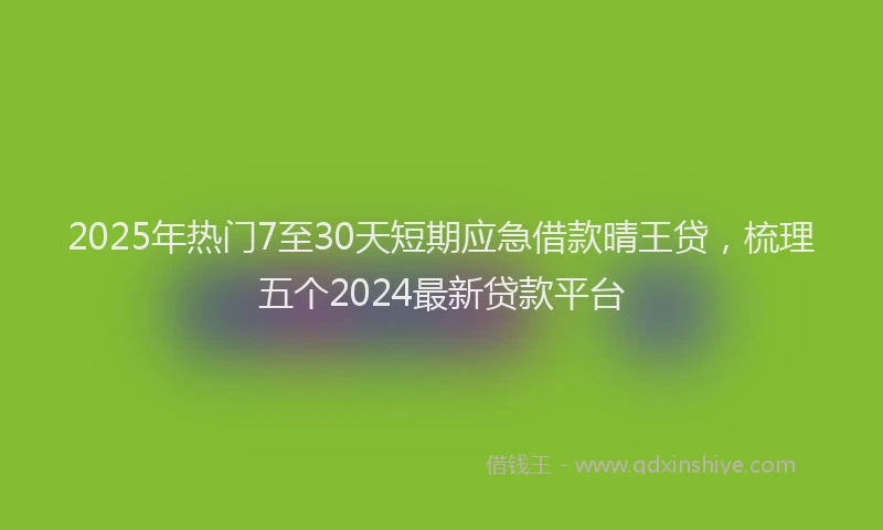 2025年热门7至30天短期应急借款晴王贷，梳理五个2024最新贷款平台