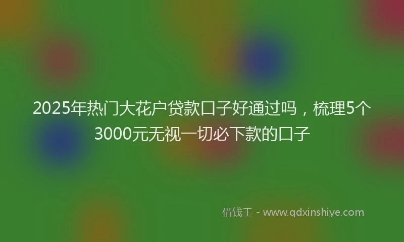 2025年热门大花户贷款口子好通过吗，梳理5个3000元无视一切必下款的口子